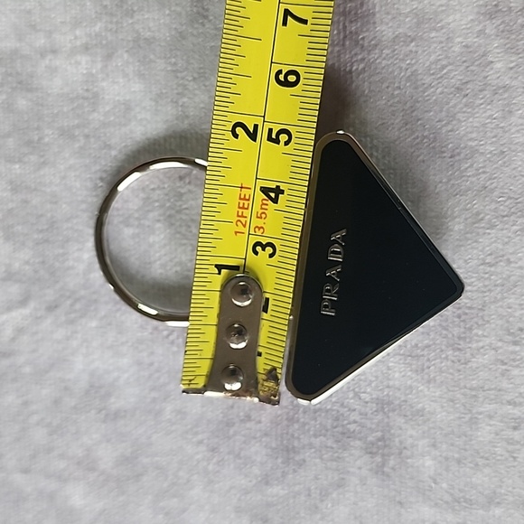 NEW Prada Triangle Black Silver Logo Key Bag Clip Ring Charm - Picture 5 of 5